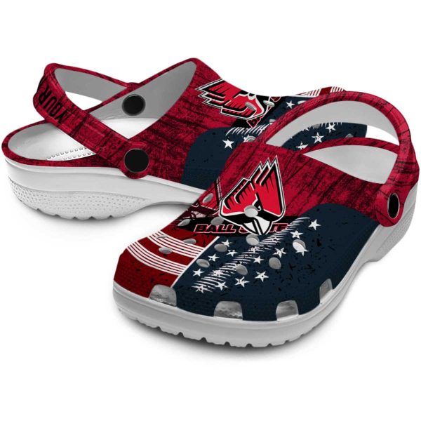 personalized ball state cardinals star spangled side pattern clog high quality