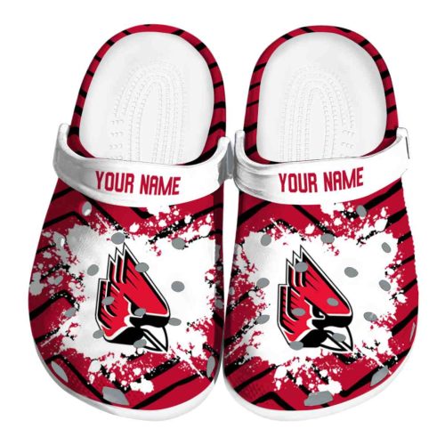 personalized ball state cardinals zigzag paint burst clog best selling