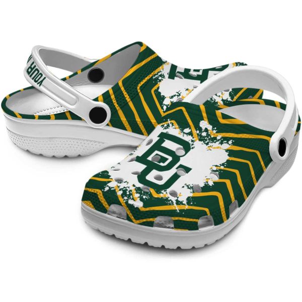 personalized baylor bears zigzag paint burst clog high quality