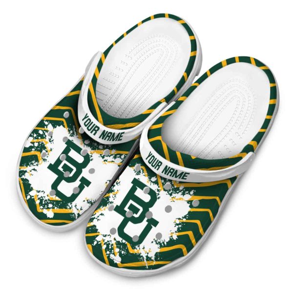 personalized baylor bears zigzag paint burst clog latest model