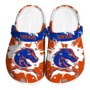 personalized boise state broncos splatter pattern clog best selling