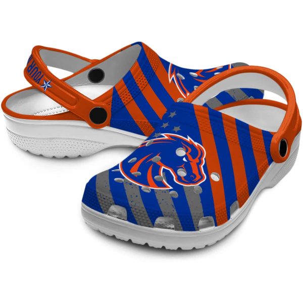 personalized boise state broncos star spangled graphic clog high quality