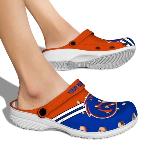 personalized boise state broncos striped accents clog fashion forward