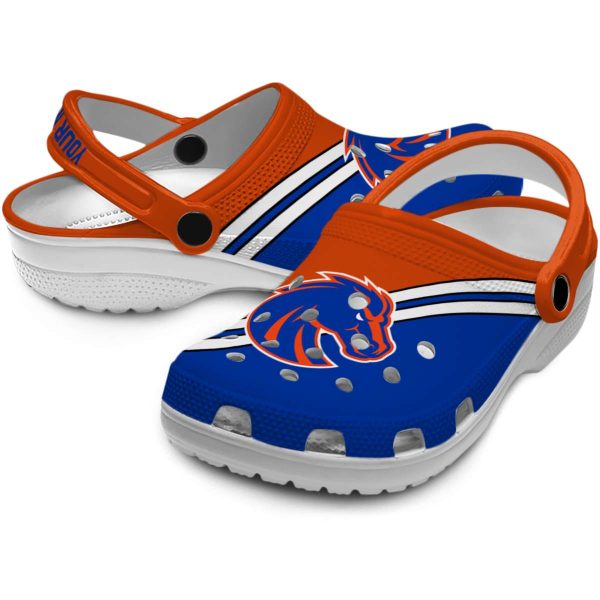personalized boise state broncos striped accents clog high quality