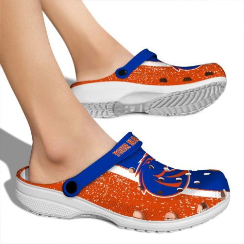 personalized boise state broncos vertical stripes clog fashion forward
