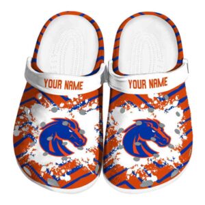 personalized boise state broncos zigzag paint burst clog best selling