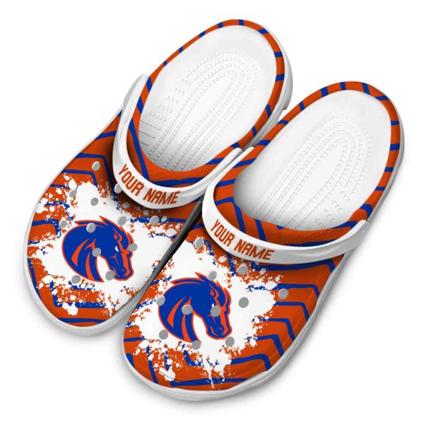 personalized boise state broncos zigzag paint burst clog latest model