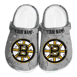 personalized boston bruins cracked texture clog best selling