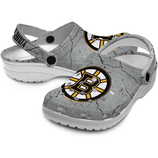 personalized boston bruins cracked texture clog high quality