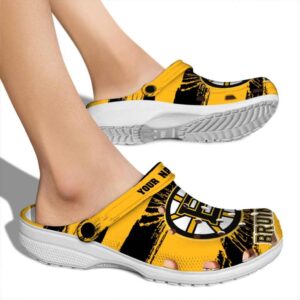 personalized boston bruins paint splatter graphics clog fashion forward