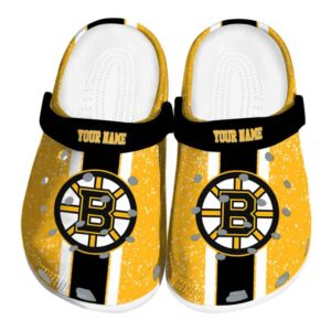 personalized boston bruins vertical stripes clog best selling