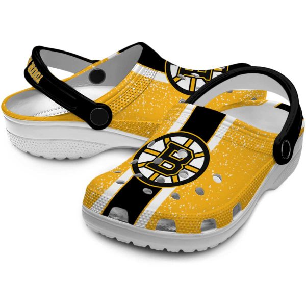 personalized boston bruins vertical stripes clog high quality