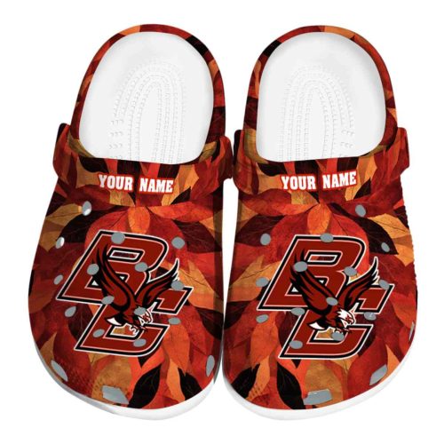 personalized boston college eagles autumn leaves clog best selling