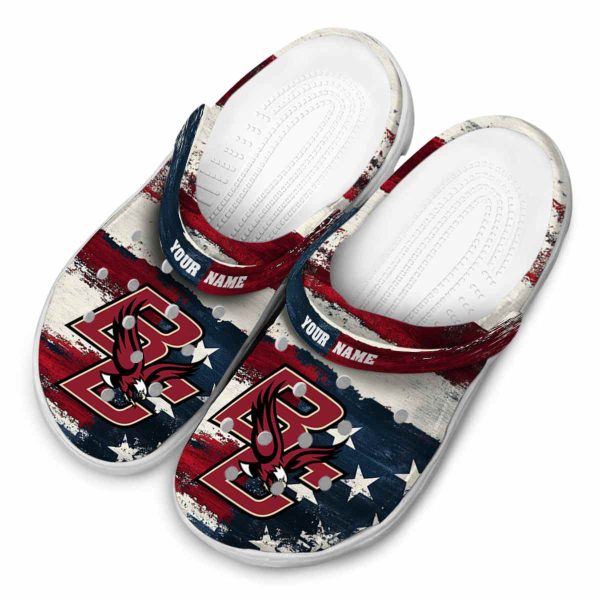 personalized boston college eagles patriotic stripes clog latest model