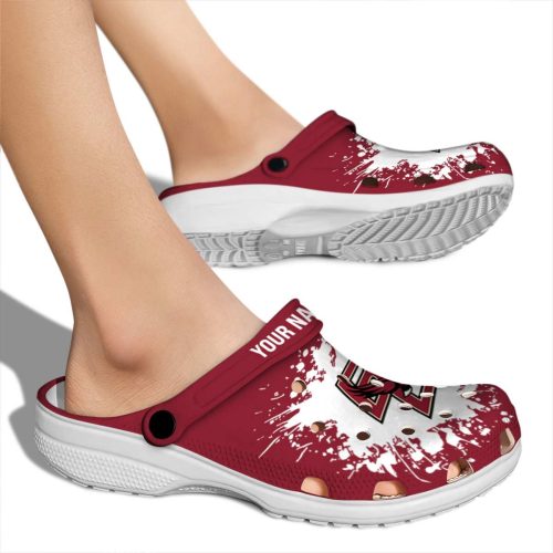 personalized boston college eagles splatter background clog fashion forward