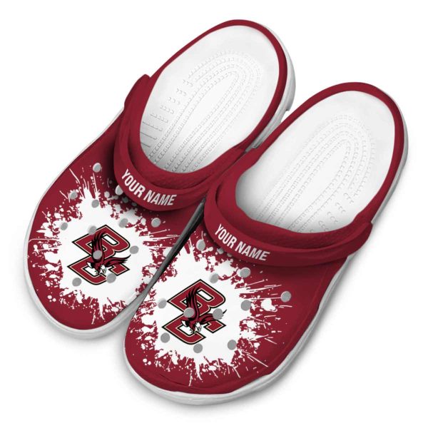 personalized boston college eagles splatter background clog latest model