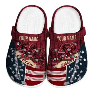 personalized boston college eagles star spangled side pattern clog best selling