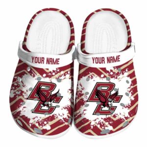personalized boston college eagles zigzag paint burst clog best selling