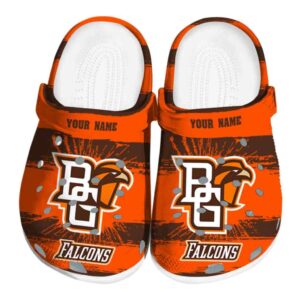 personalized bowling green falcons paint splatter graphics clog best selling