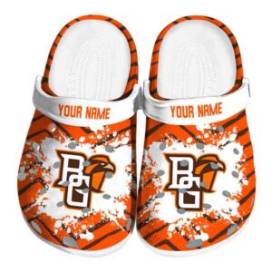 personalized bowling green falcons zigzag paint burst clog best selling