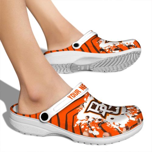 personalized bowling green falcons zigzag paint burst clog fashion forward