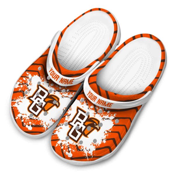 personalized bowling green falcons zigzag paint burst clog latest model