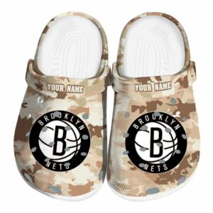 personalized brooklyn nets desert camo clog best selling