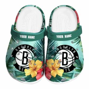 personalized brooklyn nets tropical vibes clog best selling