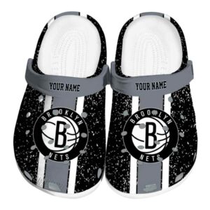 personalized brooklyn nets vertical stripes clog best selling