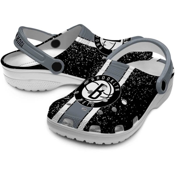 personalized brooklyn nets vertical stripes clog high quality