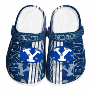 personalized byu cougars contrasting stripes clog best selling