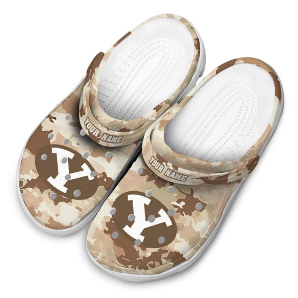 personalized byu cougars desert camo clog latest model