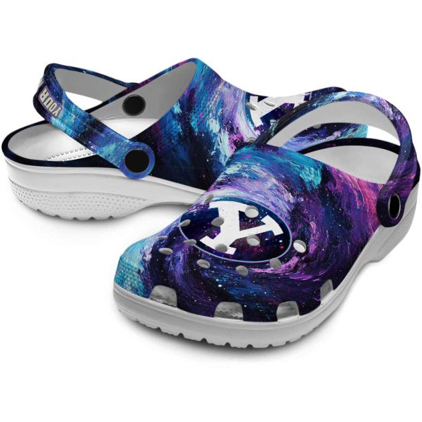 personalized byu cougars galaxy swirl clog high quality