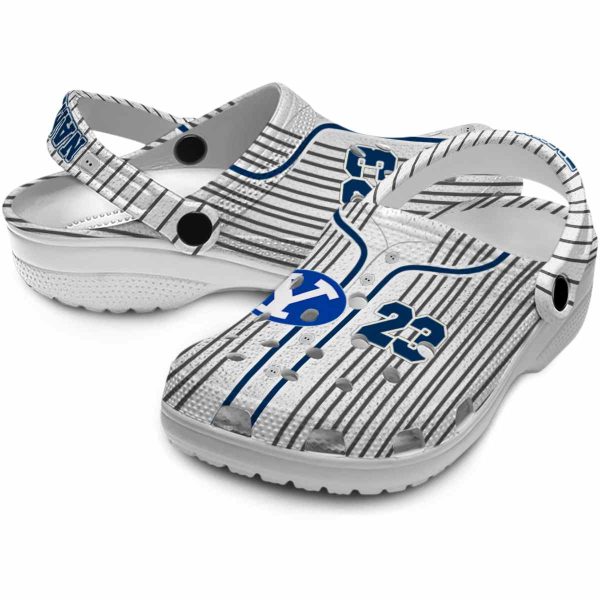 personalized byu cougars pinstripe pattern clog high quality