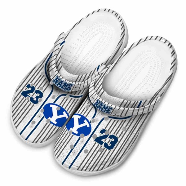 personalized byu cougars pinstripe pattern clog latest model