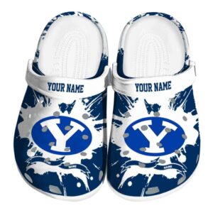 personalized byu cougars splatter pattern clog best selling