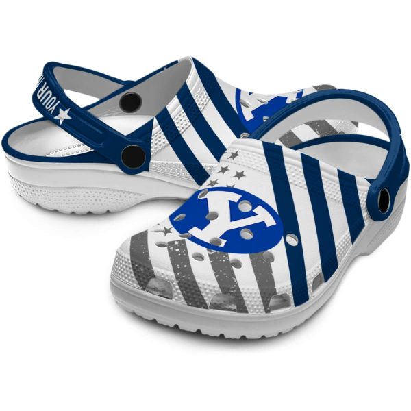 personalized byu cougars star spangled graphic clog high quality