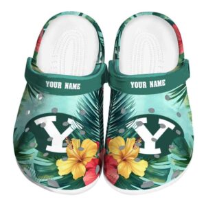 personalized byu cougars tropical vibes clog best selling