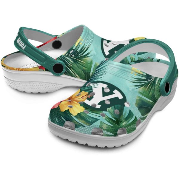 personalized byu cougars tropical vibes clog high quality
