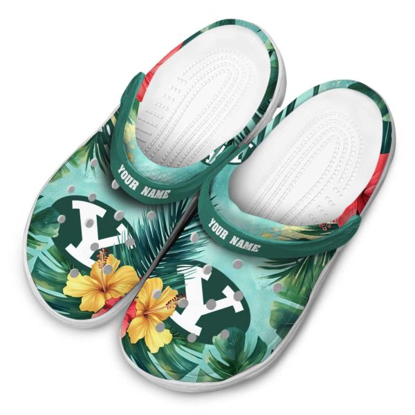 personalized byu cougars tropical vibes clog latest model