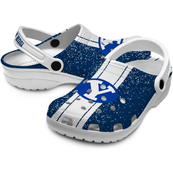 personalized byu cougars vertical stripes clog high quality