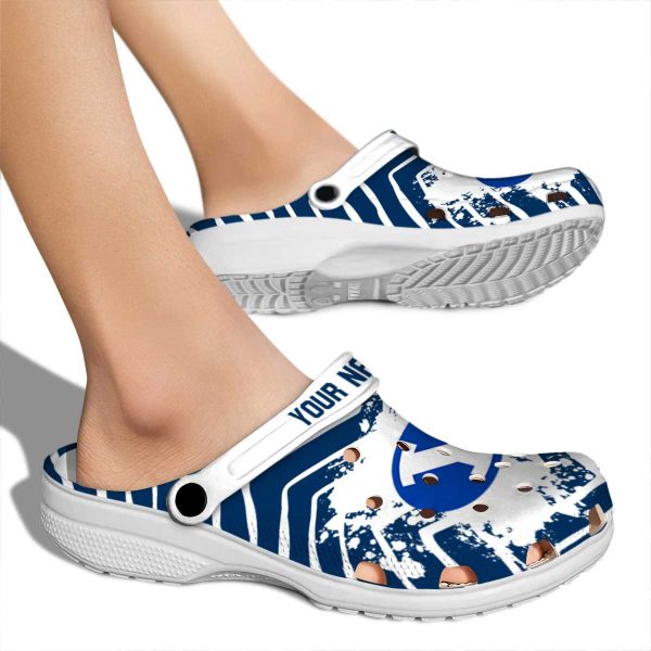 personalized byu cougars zigzag paint burst clog fashion forward