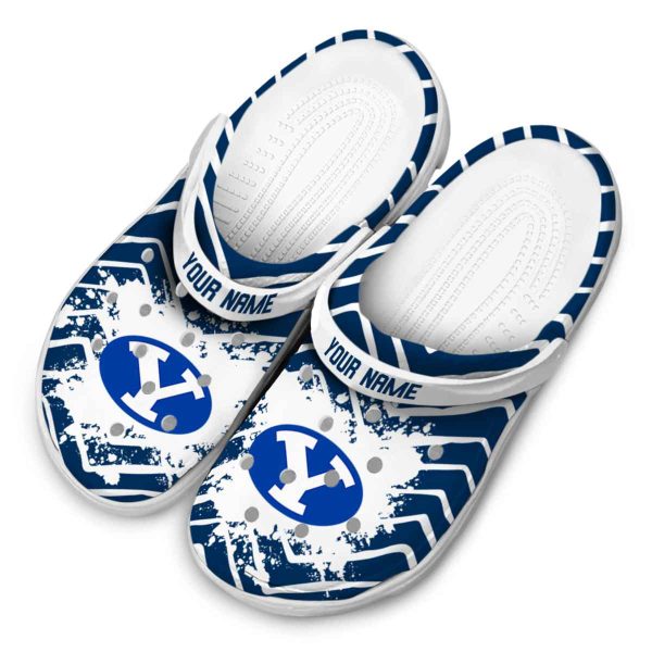 personalized byu cougars zigzag paint burst clog latest model