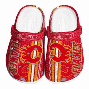 personalized calgary flames contrasting stripes clog best selling
