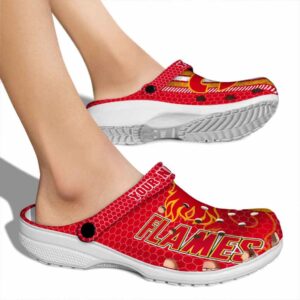 personalized calgary flames contrasting stripes clog fashion forward