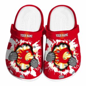 personalized calgary flames gripping hand clog best selling