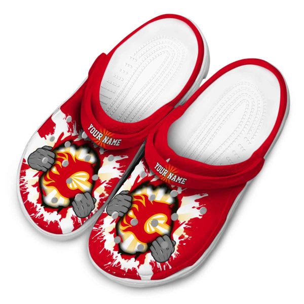 personalized calgary flames gripping hand clog latest model