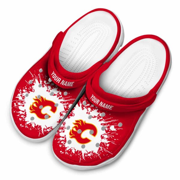 personalized calgary flames splatter background clog latest model