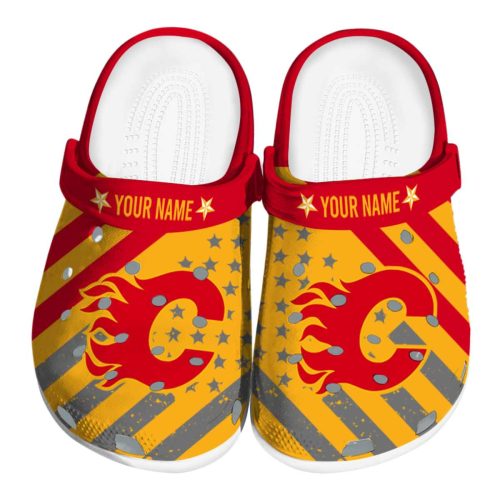 personalized calgary flames star spangled graphic clog best selling