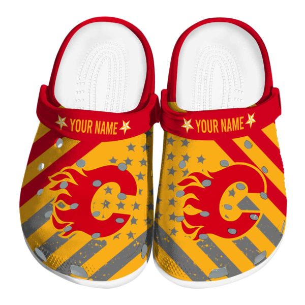 personalized calgary flames star spangled graphic clog best selling